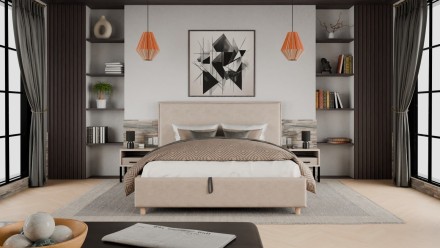 Dizajnerski krevet Valentino 2.0, FL, natural, Vulcano 8501, 160x200 cm 3