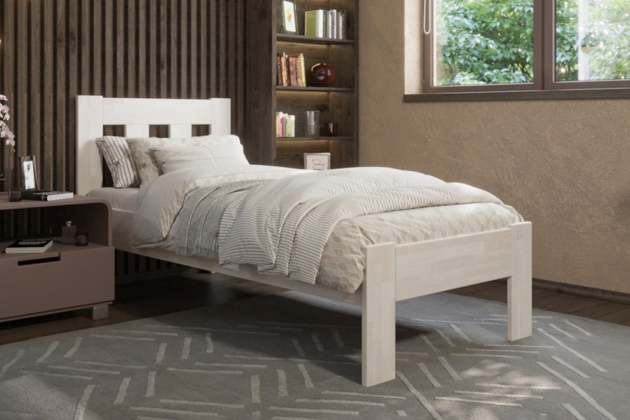 Krevet od masivne od prirodne bukve Utena, izvođenje BO102, 80x200 cm 1 Krevet Utena jednostavnog dizajna iz kolekcije masivnih kreveta.