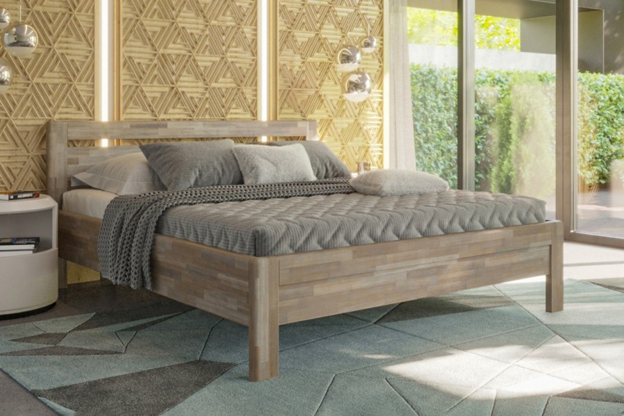 Krevet od masivne za kvalitetan san dugi niz godina Venta, 120x200 cm, boja BO105 sivi granit 1 Krevet Venta možete odabrati od masivnog hrasta ili bukve.