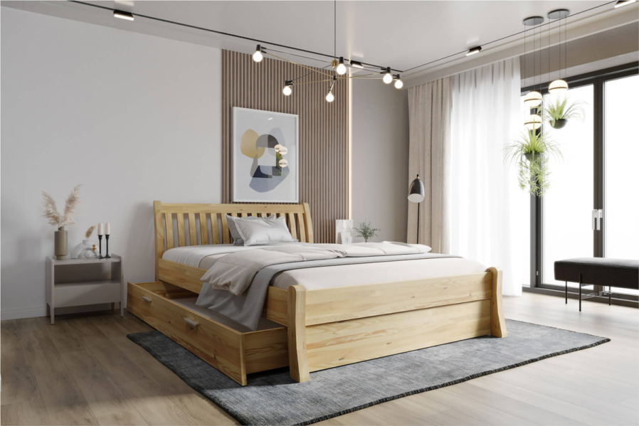 Masivni krevet borovo drvo Felix sa skladišnim prostorom, prirodni izvođenje, 160x200 cm 1 Felix predstavlja čisti estonski stil. Prelepo borovo drvo prekriveno bezbojnim lakom, što čini celu strukturu vidljivijom.