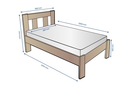 Krevet od masivne od prirodne bukve Utena, izvođenje BO102, 80x200 cm 9 Krevet Utena jednostavnog dizajna iz kolekcije masivnih kreveta.